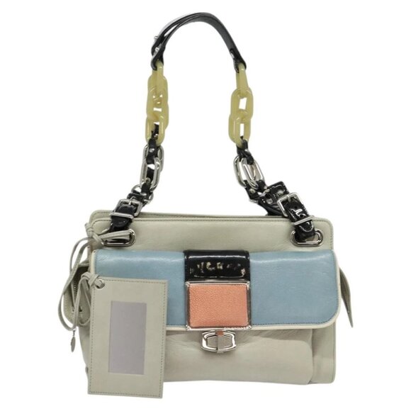 BALENCIAGA Shoulder Bag Leather Gray Silver Auth 121412 - Picture 1 of 16